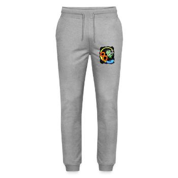 8 Birthday Boy Astronaut - eight years - Stanley/Stella Mover Unisex Organic Jogging Trousers - heather grey - Front - Marisol (170cm) & Nik (191cm)