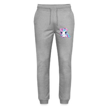 Cute Kawaii Unicorn - Stanley/Stella Mover Unisex Organic Jogging Trousers - heather grey - Front - Marisol (170cm) & Nik (191cm)