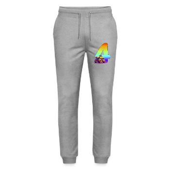 Monster Truck 4th Birthday 4 Years Gift - Stanley/Stella Mover Unisex Organic Jogging Trousers - heather grey - Front - Marisol (170cm) & Nik (191cm)