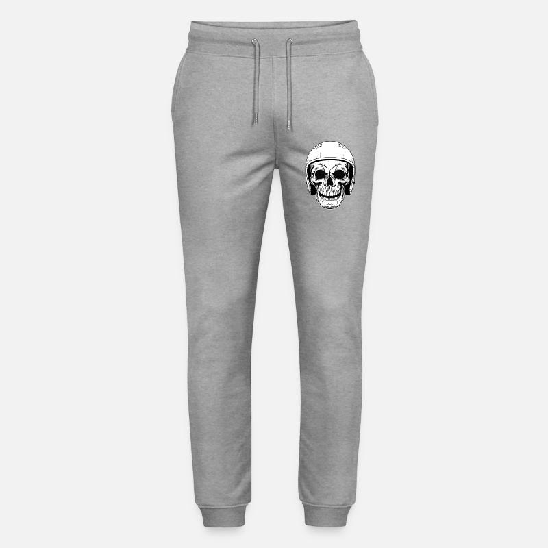 BIKER SKULL - Stanley/Stella Mover Unisex Organic Jogging Trousers - heather grey