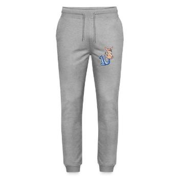 10th birthday motif kangaroo - ten years - Stanley/Stella Mover Unisex Organic Jogging Trousers - heather grey - Front - Marisol (170cm) & Nik (191cm)