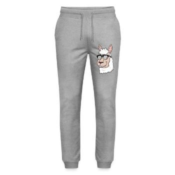 cooles Lama mit Sonnenbrille - Stanley/Stella Unisex Bio Jogginghose Mover  - Grau meliert - Vorne - Marisol (170cm) & Nik (191cm)