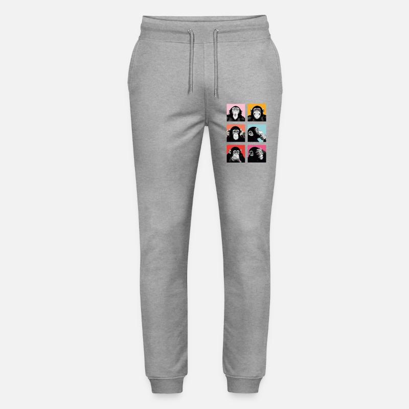 Pop-Art Affe Farbexplosion - Stanley/Stella Unisex Bio Jogginghose Mover  - Grau meliert