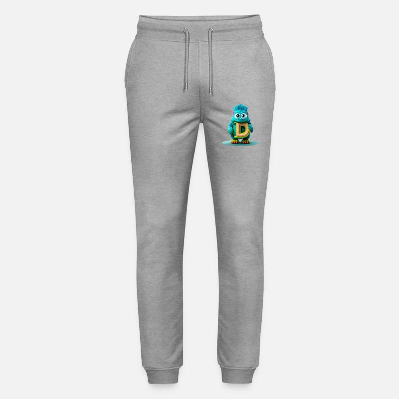 Buntes Monster mit hellem Buchstaben D - Stanley/Stella Unisex Bio Jogginghose Mover - Grau meliert