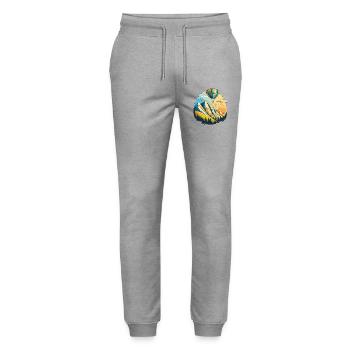 Hot air balloon over the mountains - Stanley/Stella Mover Unisex Organic Jogging Trousers - heather grey - Front - Marisol (170cm) & Nik (191cm)