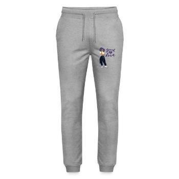 break love - Pantalon de jogging bio MOVER Stanley/Stella unisexe - gris chiné - Devant - Marisol (170cm) & Nik (191cm)