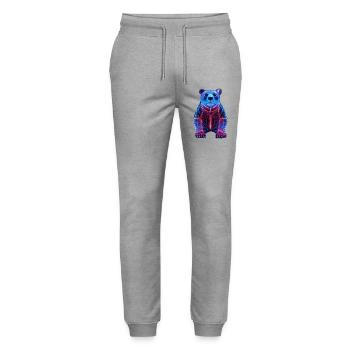 Neon Bear in Cyber Design - Stanley/Stella Mover Unisex Organic Jogging Trousers - heather grey - Front - Marisol (170cm) & Nik (191cm)