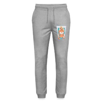 Fitness Girl - Stanley/Stella Mover Unisex Organic Jogging Trousers - heather grey - Front - Marisol (170cm) & Nik (191cm)