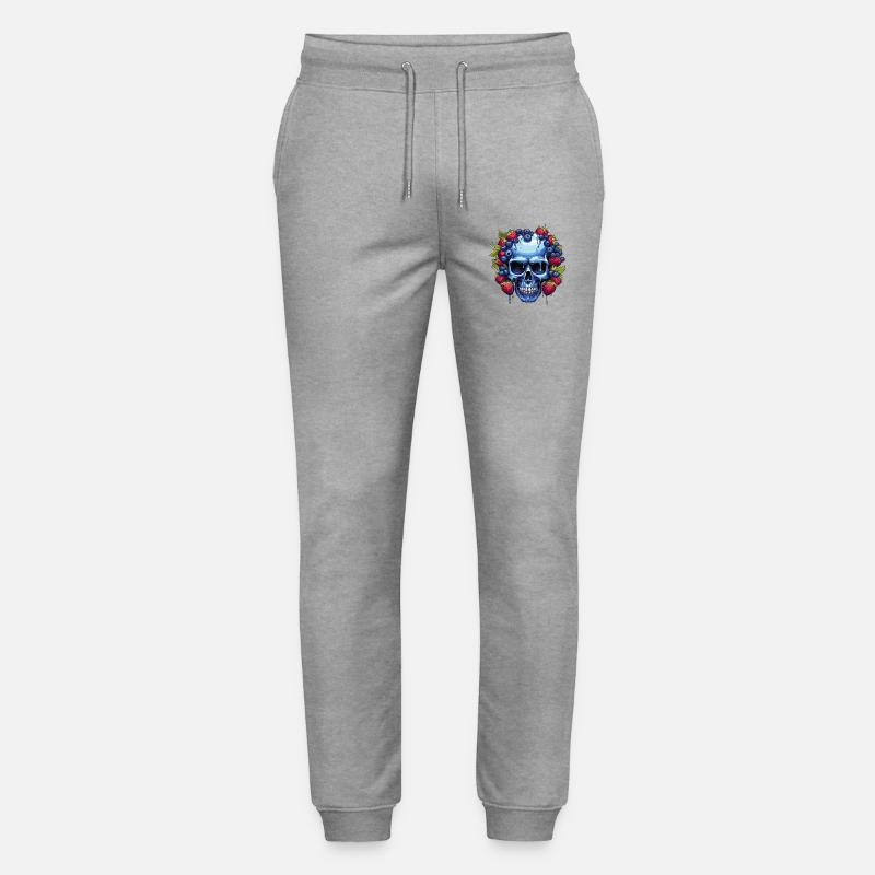Blauer Schädel mit Beerengirlande - Stanley/Stella Unisex Bio Jogginghose Mover  - Grau meliert