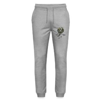 Elegant peacock in green colors. - Stanley/Stella Mover Unisex Organic Jogging Trousers - heather grey - Front - Marisol (170cm) & Nik (191cm)