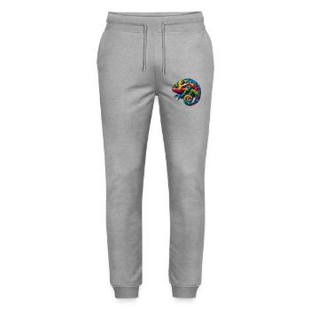 Urban chameleon with city skyline designs - Stanley/Stella Mover Unisex Organic Jogging Trousers - heather grey - Front - Marisol (170cm) & Nik (191cm)
