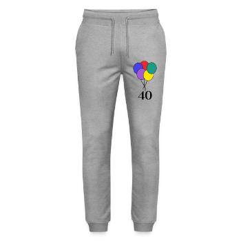 ANNIVERSARY. HAPPY BIRTHDAY. HAPPY BIRTHDAY. - Stanley/Stella Mover Unisex Organic Jogging Trousers - heather grey - Front - Marisol (170cm) & Nik (191cm)