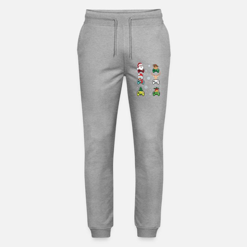 Festive Gaming Characters with Christmas Elements - Stanley/Stella Mover Unisex Organic Jogging Trousers - heather grey