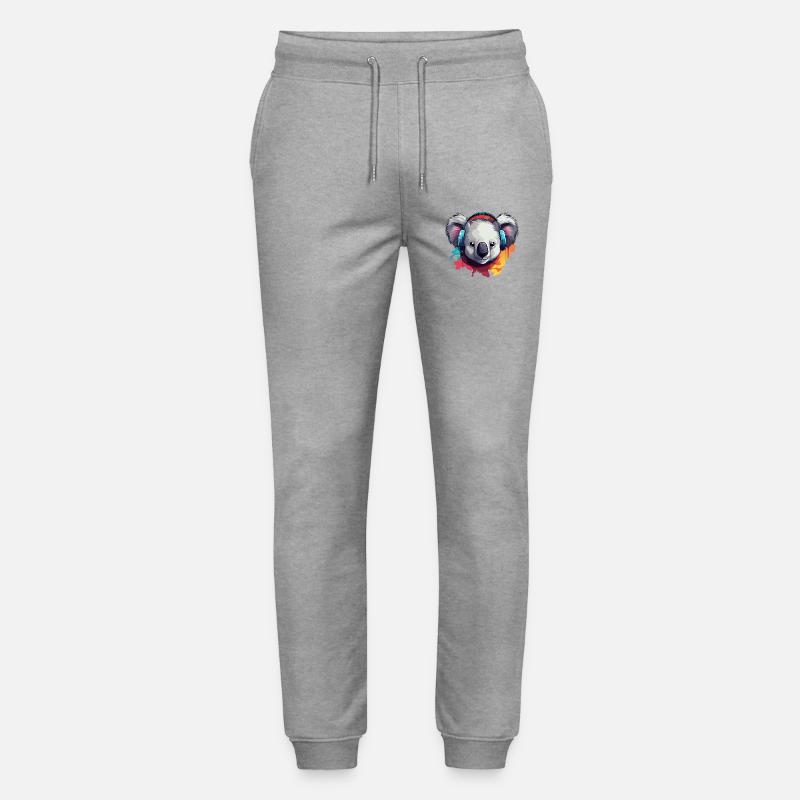 Koala mit Kopfhörer Koalabären - Stanley/Stella Unisex Bio Jogginghose Mover  - Grau meliert