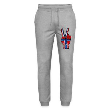 Norway Flag Peace Victory Symbol used - Stanley/Stella Mover Unisex Organic Jogging Trousers - heather grey - Front - Marisol (170cm) & Nik (191cm)