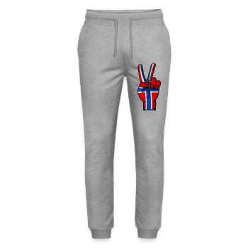 Norwegen Flagge Frieden Victory Symbol - Stanley/Stella Unisex Bio Jogginghose Mover  - Grau meliert - Vorne - Marisol (170cm) & Nik (191cm)