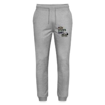 Wanderer Camping Statement Campingplatz Ferien - Stanley/Stella Unisex Bio Jogginghose Mover  - Grau meliert - Vorne - Marisol (170cm) & Nik (191cm)