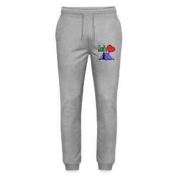 Tents Camping Camper Statement Wanderlust Heart - Stanley/Stella Mover Unisex Organic Jogging Trousers - heather grey - Front - Marisol (170cm) & Nik (191cm)