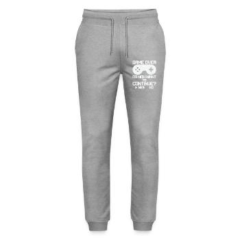 game over do you want to continue - Stanley/Stella Mover Unisex Organic Jogging Trousers - heather grey - Front - Marisol (170cm) & Nik (191cm)