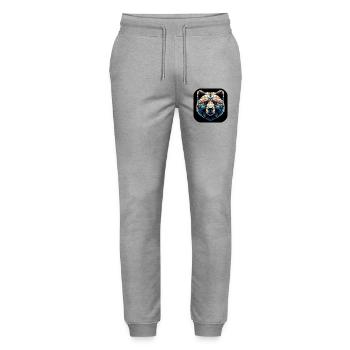 Colorful Bear in Polygon Design - Stanley/Stella Mover Unisex Organic Jogging Trousers - heather grey - Front - Marisol (170cm) & Nik (191cm)