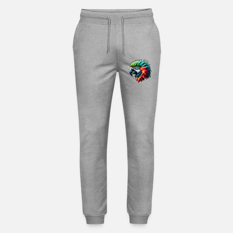 Papagei in Polygon Design Bunt - Stanley/Stella Unisex Bio Jogginghose Mover  - Grau meliert