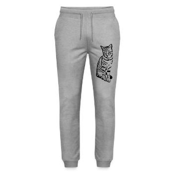 Katze Kätzchen Tigerkatze Katzenshirt Geschenk - Stanley/Stella Unisex Bio Jogginghose Mover  - Grau meliert - Vorne - Marisol (170cm) & Nik (191cm)