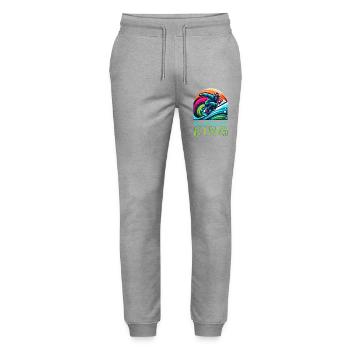 Vivid Snowboarding KIng Warrior Illustration - Stanley/Stella Mover Unisex Organic Jogging Trousers - heather grey - Front - Marisol (170cm) & Nik (191cm)