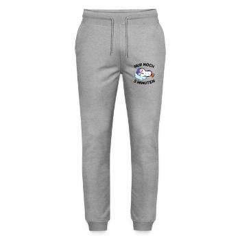 Nur noch 5 Minuten Langschläfer Schlafen Müdigkeit - Stanley/Stella Unisex Bio Jogginghose Mover  - Grau meliert - Vorne - Marisol (170cm) & Nik (191cm)