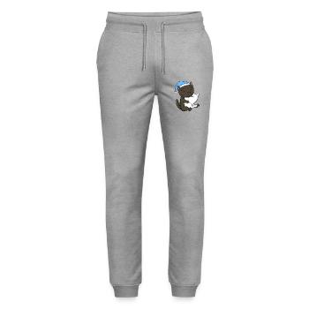 Schlafen Müde - Katze mit Kissen und Schlafmütze - Stanley/Stella Unisex Bio Jogginghose Mover  - Grau meliert - Vorne - Marisol (170cm) & Nik (191cm)