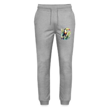 Tukan Aquarell - Stanley/Stella Unisex Bio Jogginghose Mover  - Grau meliert - Vorne - Marisol (170cm) & Nik (191cm)