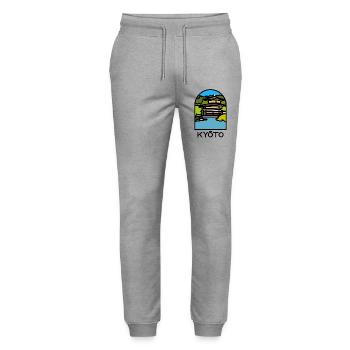 Kyoto - Kinkaku-ji - Stanley/Stella Mover Unisex Organic Jogging Trousers - heather grey - Front - Marisol (170cm) & Nik (191cm)