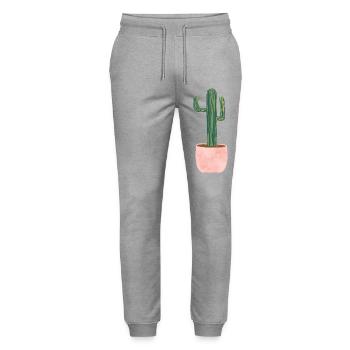 Kaktus im Blumentopf - gross - Stanley/Stella Unisex Bio Jogginghose Mover  - Grau meliert - Vorne - Marisol (170cm) & Nik (191cm)