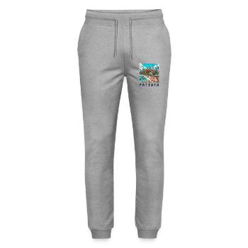 Pattaya Thailand beach design - Stanley/Stella Mover Unisex Organic Jogging Trousers - heather grey - Front - Marisol (170cm) & Nik (191cm)