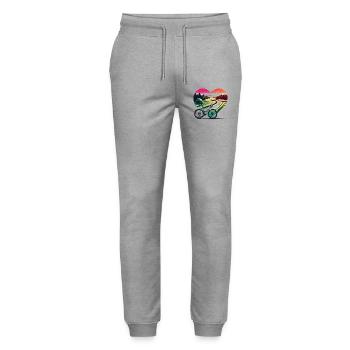 Sunset Heart Rainbow Road - Stanley/Stella Mover Unisex Organic Jogging Trousers - heather grey - Front - Marisol (170cm) & Nik (191cm)