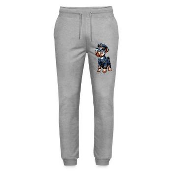 Yorkshire Terrier Pilot - Stanley/Stella Mover Unisex Organic Jogging Trousers - heather grey - Front - Marisol (170cm) & Nik (191cm)