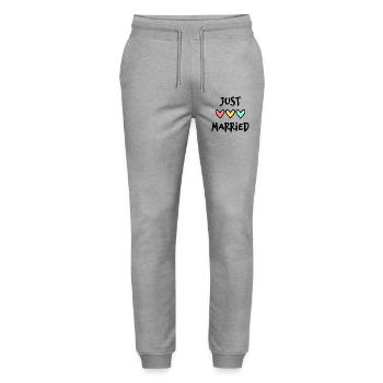 VALENTINSTAG. Junggesellinnenabschied. ICH LIEBE DICH. ICH LIEBE DICH. LIEBE - Stanley/Stella Unisex Bio Jogginghose Mover  - Grau meliert - Vorne - Marisol (170cm) & Nik (191cm)