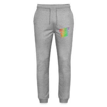DEMOKRATIE SOLIDARITÄT VIELFALT - Stanley/Stella Unisex Bio Jogginghose Mover  - Grau meliert - Vorne - Marisol (170cm) & Nik (191cm)