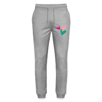 PAAR. ICH HABE GERADE GEHEIRATET. Junggesellinnenabschied. VALENTINSTAG. MARIES - Stanley/Stella Unisex Bio Jogginghose Mover  - Grau meliert - Vorne - Marisol (170cm) & Nik (191cm)