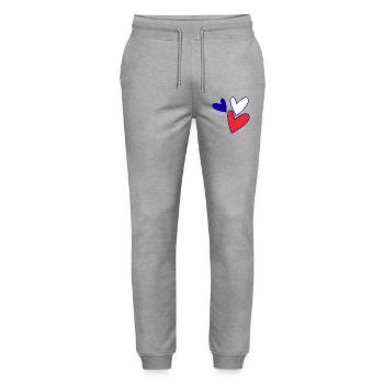 PAAR. ICH HABE GERADE GEHEIRATET. Junggesellinnenabschied. VALENTINSTAG. MARIES - Stanley/Stella Unisex Bio Jogginghose Mover  - Grau meliert - Vorne - Marisol (170cm) & Nik (191cm)