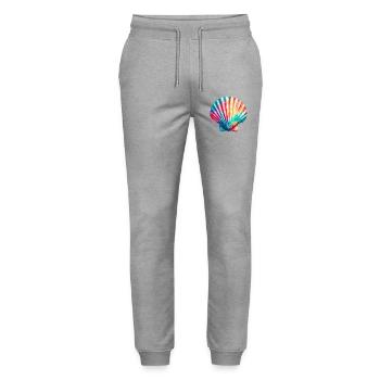 Scallop Shell - Stanley/Stella Mover Unisex Organic Jogging Trousers - heather grey - Front - Marisol (170cm) & Nik (191cm)