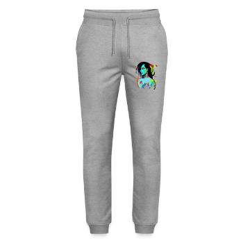 Neon Portrait Color Explosion - Stanley/Stella Mover Unisex Organic Jogging Trousers - heather grey - Front - Marisol (170cm) & Nik (191cm)