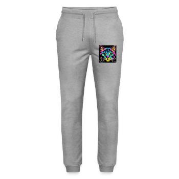Chat Pop Art - Pantalon de jogging bio MOVER Stanley/Stella unisexe - gris chiné - Devant - Marisol (170cm) & Nik (191cm)