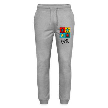 VALENTINSTAG. Junggesellinnenabschied. ICH LIEBE DICH. ICH LIEBE DICH. LIEBE - Stanley/Stella Unisex Bio Jogginghose Mover  - Grau meliert - Vorne - Marisol (170cm) & Nik (191cm)