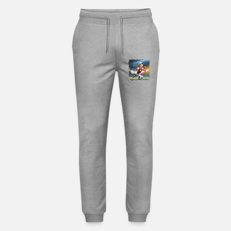 Fussballerin Comicfigur Stadion mit Blitzen - Stanley/Stella Unisex Bio Jogginghose Mover  - Grau meliert