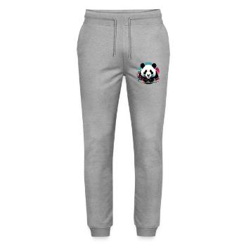 Panda - Stanley/Stella Mover Unisex Organic Jogging Trousers - heather grey - Front - Marisol (170cm) & Nik (191cm)