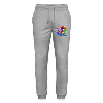 Dinosaur - Stanley/Stella Mover Unisex Organic Jogging Trousers - heather grey - Front - Marisol (170cm) & Nik (191cm)