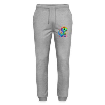 Dinosaur - Stanley/Stella Mover Unisex Organic Jogging Trousers - heather grey - Front - Marisol (170cm) & Nik (191cm)