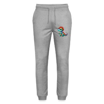 Dinosaur - Stanley/Stella Mover Unisex Organic Jogging Trousers - heather grey - Front - Marisol (170cm) & Nik (191cm)
