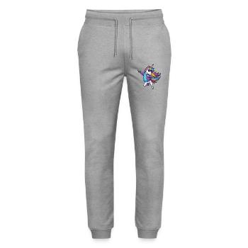 Rainbow Unicorn Dancer Illustration - Stanley/Stella Mover Unisex Organic Jogging Trousers - heather grey - Front - Marisol (170cm) & Nik (191cm)