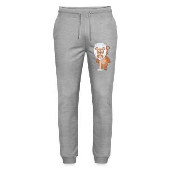 Ein Teddybär und leeres Glas - Stanley/Stella Unisex Bio Jogginghose Mover  - Grau meliert - Vorne - Marisol (170cm) & Nik (191cm)